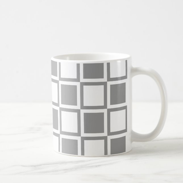 Gray Bold Mod Squares Tasse (Rechts)