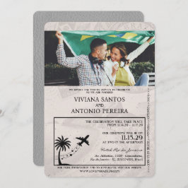 Gray Brazil Passport Hochzeitseinladung Einladung