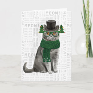 Gray British Shorthair Funny Christmas Cat Karte