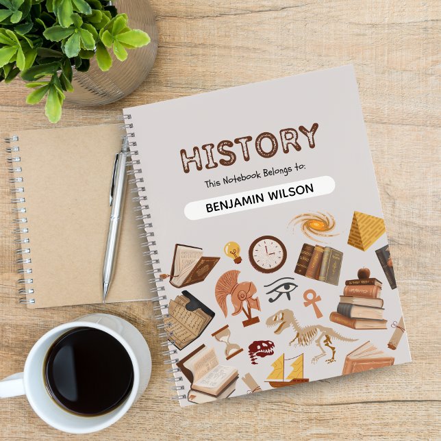 Gray & Brown History Spiral Notebook - individuell Notizbuch (Grey & Brown History Spiral Notebook – Customizable)