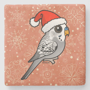 Gray Budgie Santa Claus Steinuntersetzer