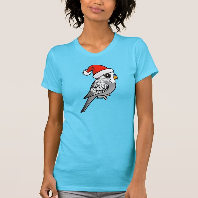 Gray Budgie Santa Claus T-Shirt (Vorderseite)