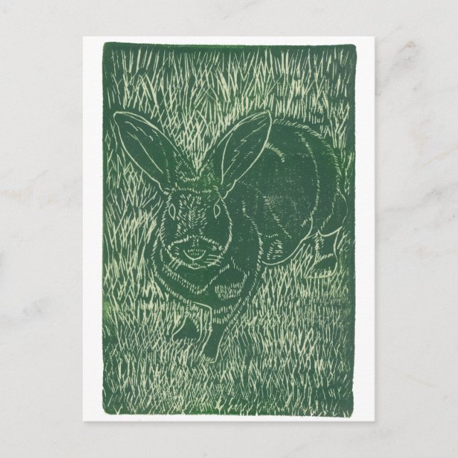 Gray Bunny Rabbit im Gras Postkarte (Vorderseite)