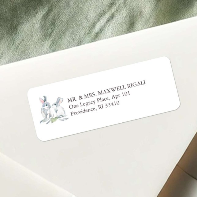 Gray Bunny Rücksendeadresse Umschlag Labels (Easter return address labels watercolor bunny art by Victoria Grigaliunas of Do Tell A Belle)