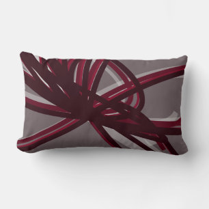 Gray & Burgund Abstrakte Ribbons Lendenkissen