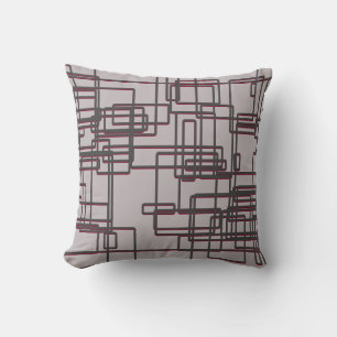 Gray & Burgund Mitte des Jahrhunderts Moderne Geom Kissen