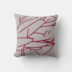 Gray & Burgund Moderne Elegante Abstrakte Feather Kissen