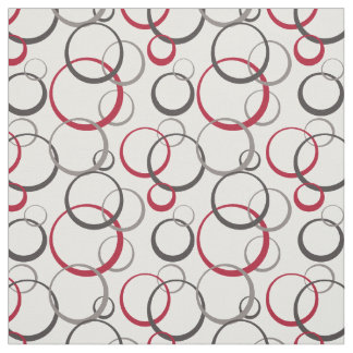 Gray Burgundy Red Rings Modernes geometrisches Mus Stoff