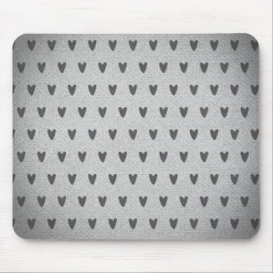 Gray Burlap Whimsical Hearts Rustikales Bauernhaus Mousepad