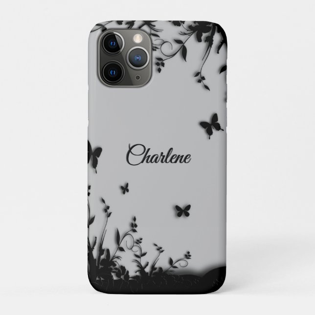 Gray Butterfly Garden Personalisiert Case-Mate iPhone Hülle (Rückseite)