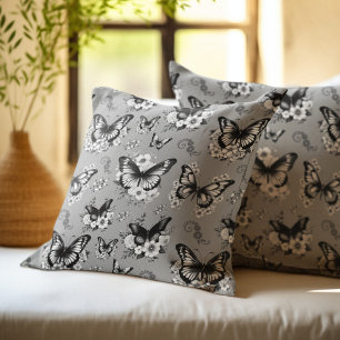 Gray Butterfly Pattern Kissen