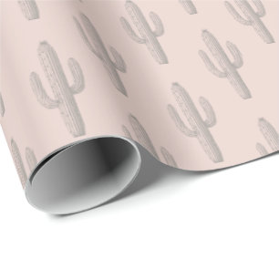 Gray Cactus Pattern Pink Geschenkpapier