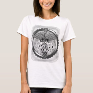 Gray caduceus Hospice Nurse T-Shirt