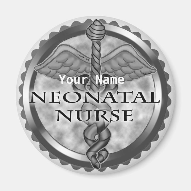 Gray caduceus Neonatal Nurse Magnet (Vorne)