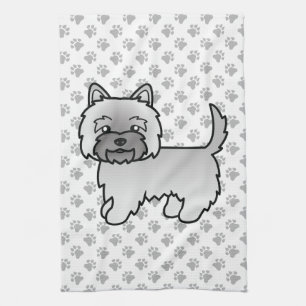 Gray Cairn Terrier Niedlich Cartoon Dog Geschirrtuch