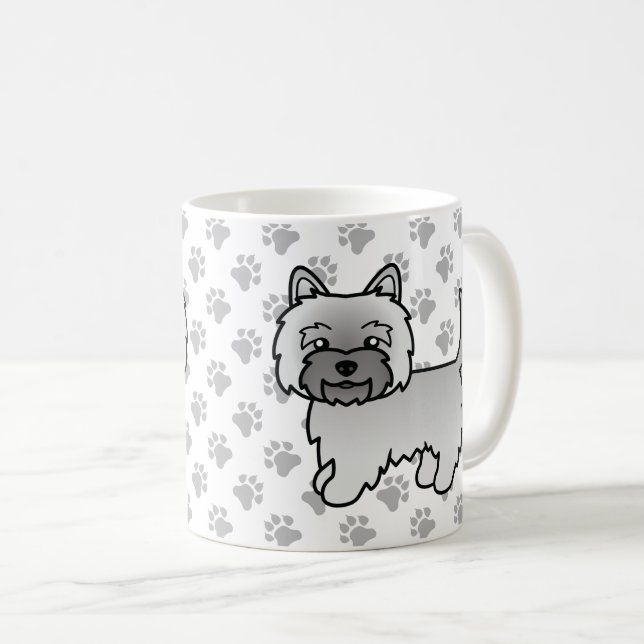 Gray Cairn Terrier Niedlich Cartoon Dog Kaffeetasse (VorderseiteRechts)