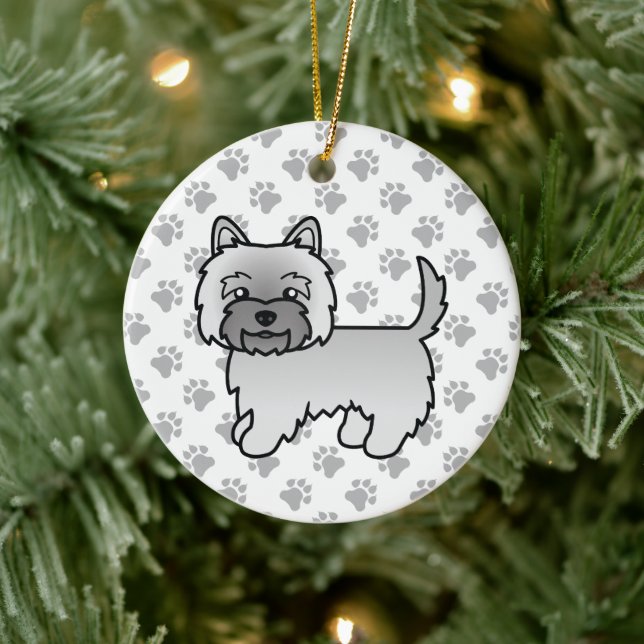 Gray Cairn Terrier Niedlich Cartoon Dog Keramik Ornament (Baum)