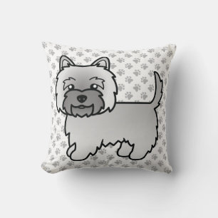 Gray Cairn Terrier Niedlich Cartoon Dog Kissen