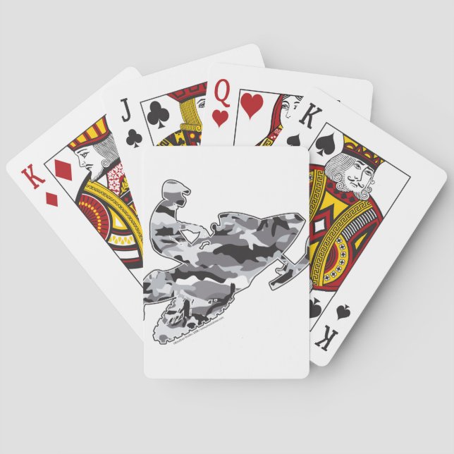 Gray Camoflage Snowmobiler Spielkarten (Rückseite)