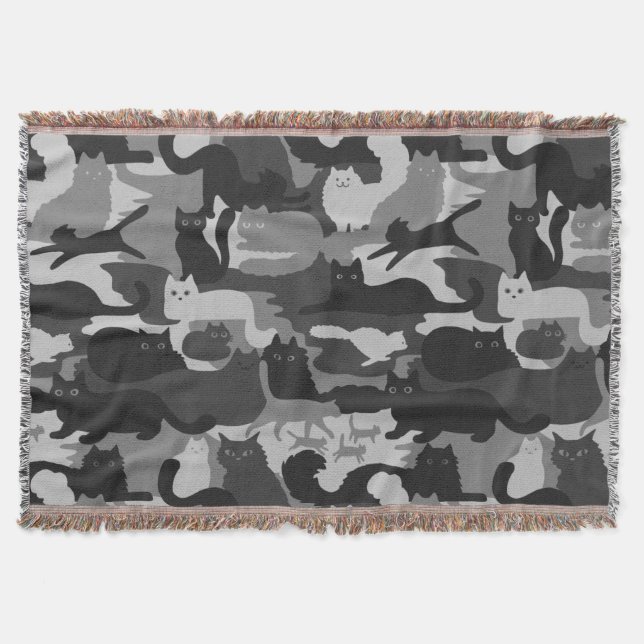 Gray Camouflage Cats Pattern Gray Kitty Cats Camou Decke (Vorderseite)