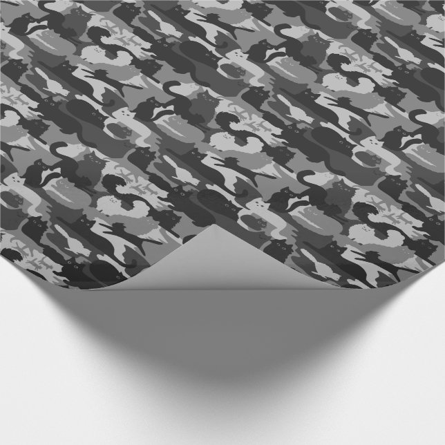 Gray Camouflage Cats Pattern Gray Kitty Cats Camou Geschenkpapier (Ecke)