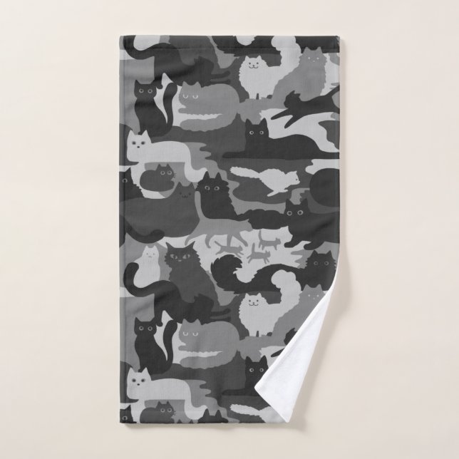 Gray Camouflage Cats Pattern Gray Kitty Cats Camou Handtuch (Handtuch)