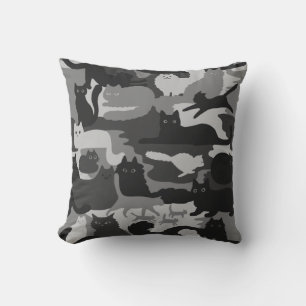 Gray Camouflage Cats Pattern Gray Kitty Cats Camou Kissen