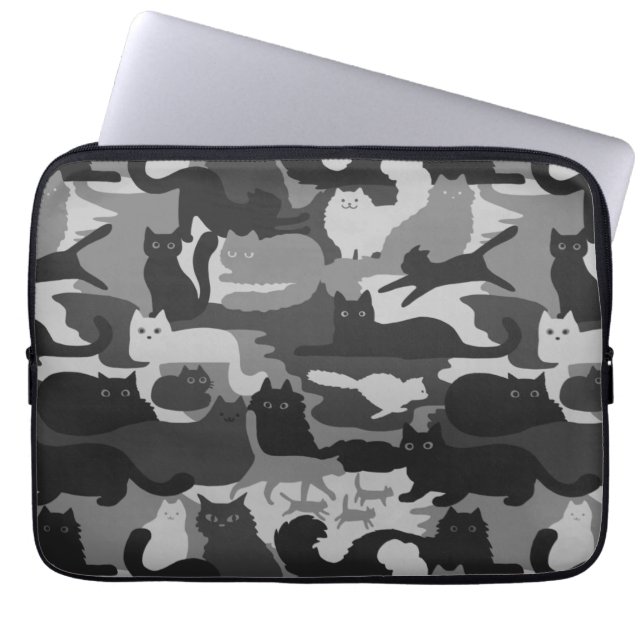 Gray Camouflage Cats Pattern Gray Kitty Cats Camou Laptopschutzhülle (Vorderseite)