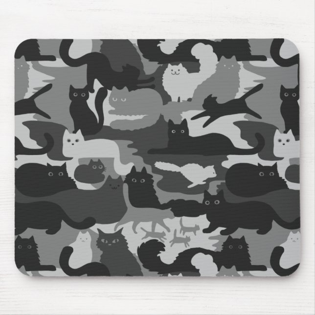 Gray Camouflage Cats Pattern Gray Kitty Cats Camou Mousepad (Vorne)