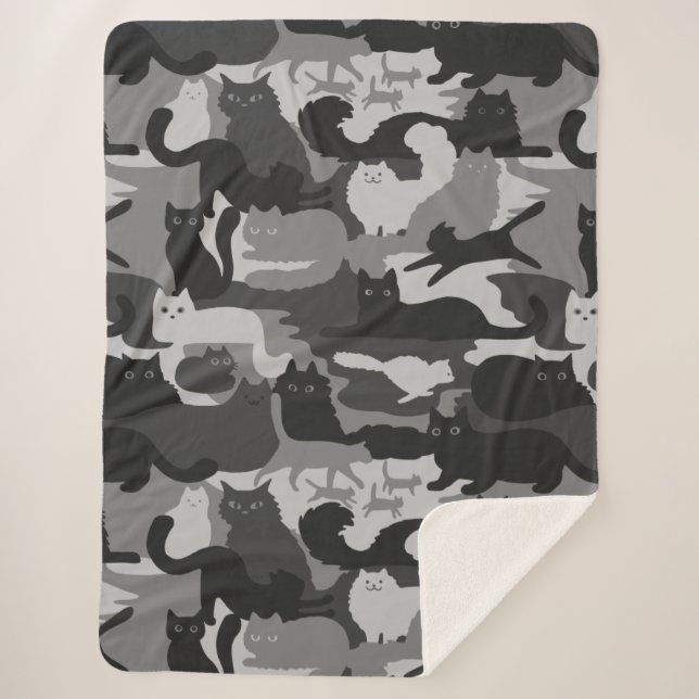 Gray Camouflage Cats Pattern Gray Kitty Cats Camou Sherpadecke (Vorderseite)