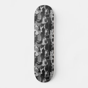 Gray Camouflage Cats Pattern Gray Kitty Cats Camou Skateboard