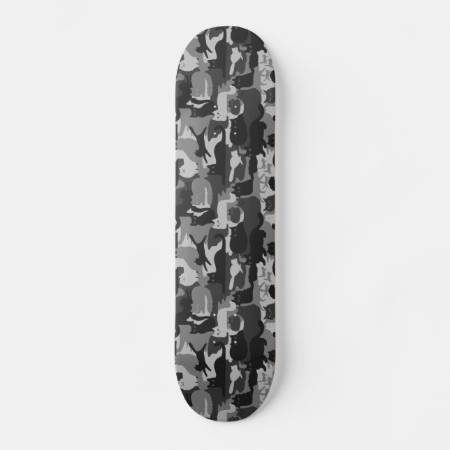 Gray Camouflage Cats Pattern Gray Kitty Cats Camou Skateboard (Vorderseite)