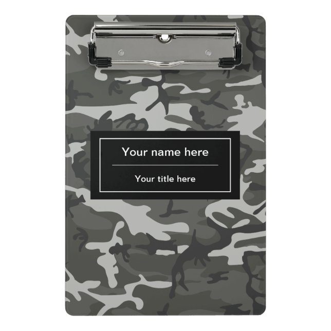Gray Camouflage, Militär, Armee Mini Klemmbrett (Vorderseite)