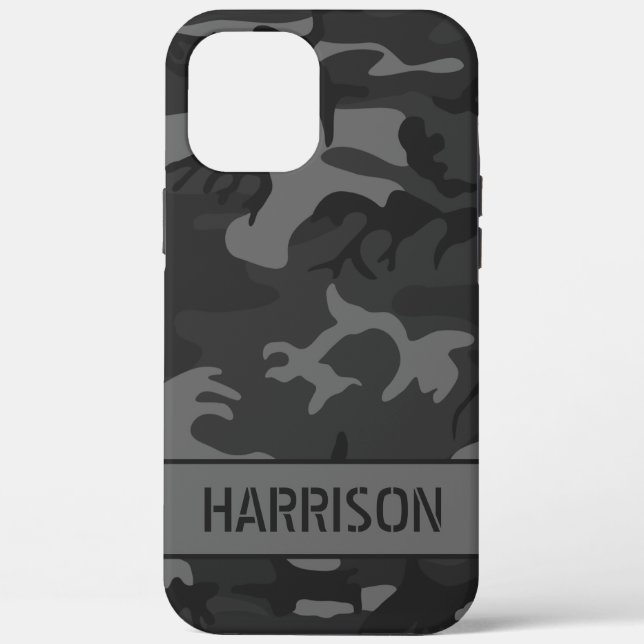 Gray Camouflage Monogram Case-Mate iPhone Hülle (Rückseite)