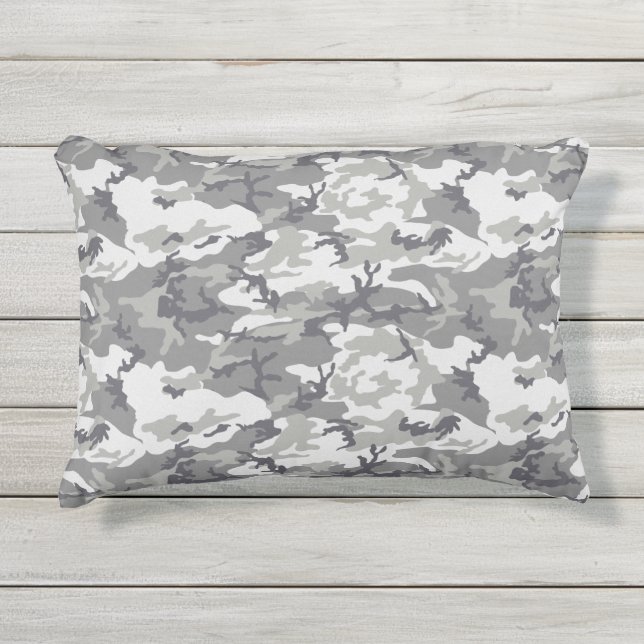 Gray Camouflage Pattern Kissen Für Draußen (Vorderseite)