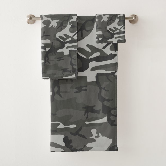 Gray Camouflage Pattern, militärisches Muster, Arm Badhandtuch Set (Insitu)