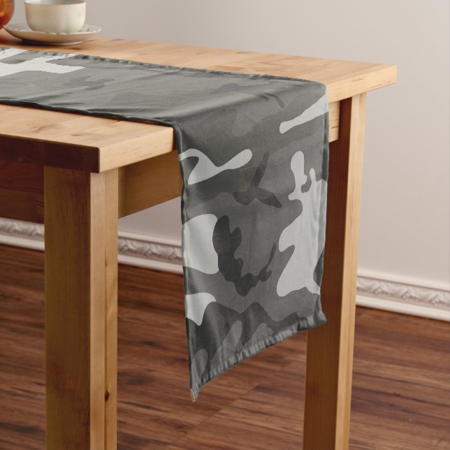 Gray Camouflage Pattern, militärisches Muster, Arm Kurzer Tischläufer (Beispiel)