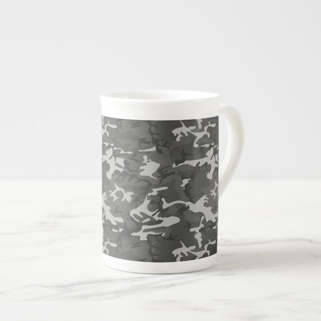 Gray Camouflage Pattern, militärisches Muster, Arm Prozellantasse (Vorderseite Rechts)