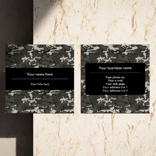 Gray Camouflage Pattern, militärisches Muster, Arm Quadratische Visitenkarte