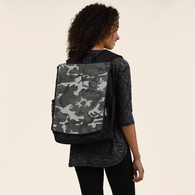 Gray Camouflage Pattern, militärisches Muster, Arm Rucksack (Ausgewaschen)