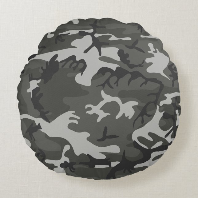 Gray Camouflage Pattern, militärisches Muster, Arm Rundes Kissen (Vorderseite)