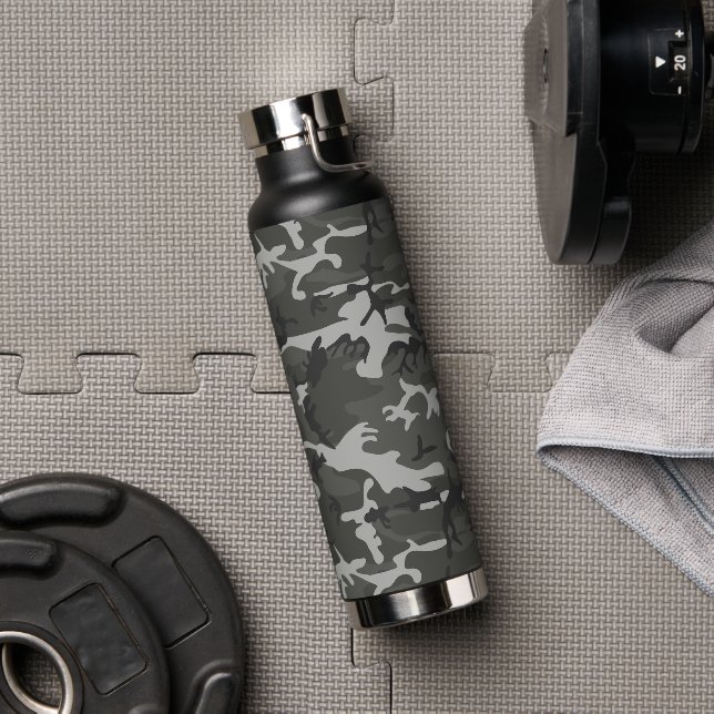 Gray Camouflage Pattern, militärisches Muster, Arm Trinkflasche (Fitnessstudio)