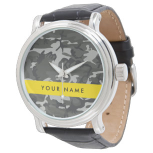 Gray Camouflage Pattern, Your name, Personalize Armbanduhr