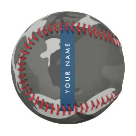 Gray Camouflage Pattern, Your name, Personalize Baseball
