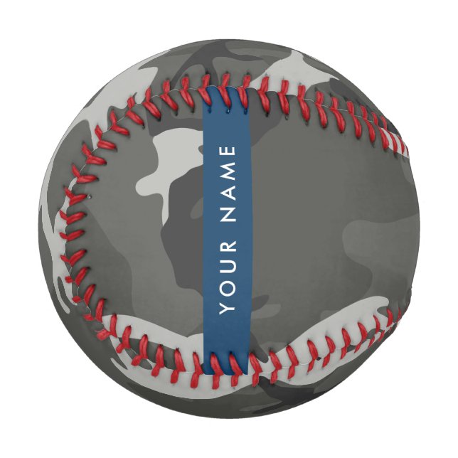Gray Camouflage Pattern, Your name, Personalize Baseball (Vorderseite Links)