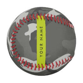 Gray Camouflage Pattern, Your name, Personalize Baseball