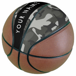 Gray Camouflage Pattern, Your name, Personalize Basketball