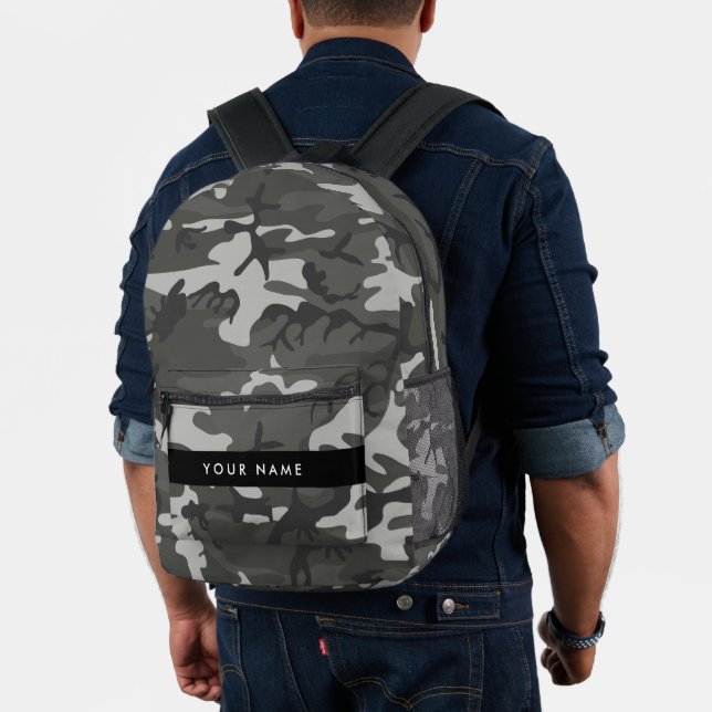 Gray Camouflage Pattern, Your name, Personalize Bedruckter Rucksack (Insitu (Modell))