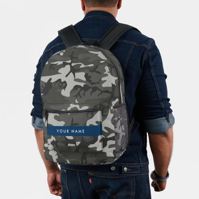 Gray Camouflage Pattern, Your name, Personalize Bedruckter Rucksack (Insitu (Modell))