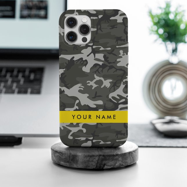 Gray Camouflage Pattern, Your name, Personalize Case-Mate iPhone Hülle (Von Creator hochgeladen)
